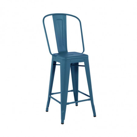 TABOURET H65 GRAND DOSSIER COULEUR BLEU OCEAN  TOLIX