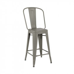 TABOURET H65 GRAND DOSSIER COULEUR GRIS DE PARIS TOLIX