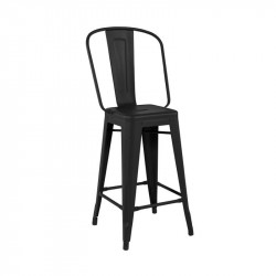 TABOURET H65 GRAND DOSSIER COULEUR NOIR TOLIX