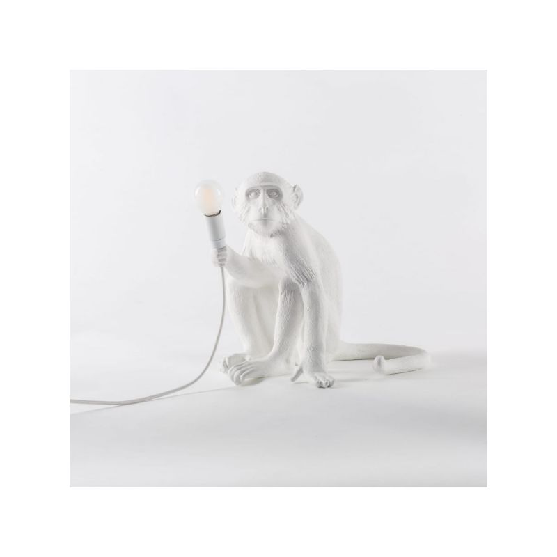 MOKEY LAMP 34X30X32  SITTING WHITE