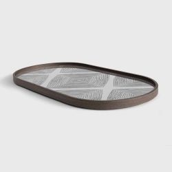 Slate Linear Squares glass tray Oblong M