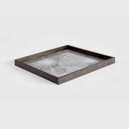 WHITE SLICES WOODEN TRAY SQUARE S 38X38
