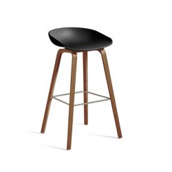 AAS32 H75CM TABOURET WALNUT WATER BASED LACQUERED - RP INOX