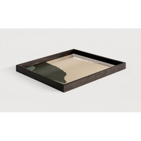 ETHNICRAFT PLATEAU WABI SABI TRAY GLASS CREAM SQUARE L SET DE TABLE CARREE GRIIN AUBAGNE