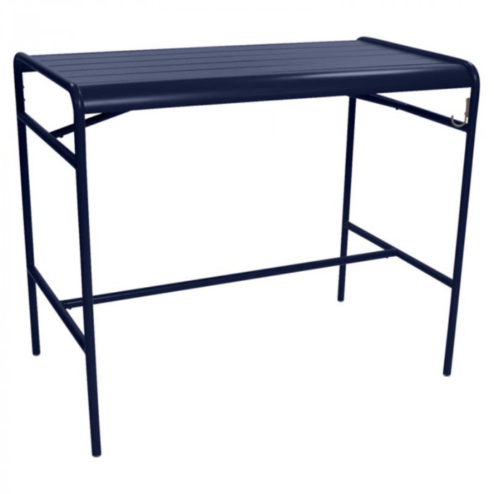 LUXEMBOURG TABLE HAUTE 73 X 126 BLEU ABYSSE FERMOB METAL