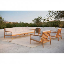 JACK CANAPE 3 PLACES OUTDOOR TECK / TISSU OFF WHITE ETHNICRAFT