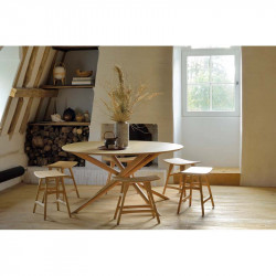 SALLE A MANGER OSSO TABOURET H48 CHENE ET TABLE MIKADO ETHNICRAFT